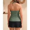 imageYonique 2 Piece Swimsuits for Women Halter Tankini Top with Skirt Bottom V Neck Bathing SuitArmy Green