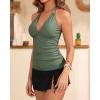 imageYonique 2 Piece Swimsuits for Women Halter Tankini Top with Skirt Bottom V Neck Bathing SuitArmy Green