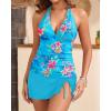 imageYonique 2 Piece Swimsuits for Women Halter Tankini Top with Skirt Bottom V Neck Bathing SuitBlue Flowers