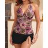 imageYonique 2 Piece Swimsuits for Women Halter Tankini Top with Skirt Bottom V Neck Bathing SuitMandala