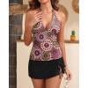 imageYonique 2 Piece Swimsuits for Women Halter Tankini Top with Skirt Bottom V Neck Bathing SuitMandala
