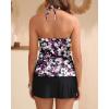 imageYonique 2 Piece Swimsuits for Women Halter Tankini Top with Skirt Bottom V Neck Bathing SuitPurple Floral
