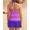 imageYonique 2 Piece Swimsuits for Women Halter Tankini Top with Skirt Bottom V Neck Bathing SuitPurple Geometric