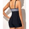 imageYonique Two Piece Tankini Bathing Suits for Women Tummy Control Swimsuits with Boy Shorts Modest SwimwearBlack  Striped 01