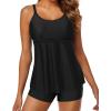 imageYonique Two Piece Tankini Bathing Suits for Women Tummy Control Swimsuits with Boy Shorts Modest SwimwearBlack