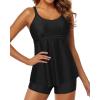 imageYonique Two Piece Tankini Bathing Suits for Women Tummy Control Swimsuits with Boy Shorts Modest SwimwearBlack