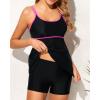imageYonique Two Piece Tankini Bathing Suits for Women Tummy Control Swimsuits with Boy Shorts Modest SwimwearBlack and Fuschia