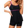 imageYonique Two Piece Tankini Bathing Suits for Women Tummy Control Swimsuits with Boy Shorts Modest SwimwearBlack and Fuschia