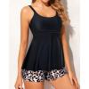 imageYonique Two Piece Tankini Bathing Suits for Women Tummy Control Swimsuits with Boy Shorts Modest SwimwearBlack and Leopard