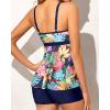 imageYonique Two Piece Tankini Bathing Suits for Women Tummy Control Swimsuits with Boy Shorts Modest SwimwearBlue Colorful Print