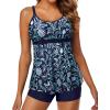 imageYonique Two Piece Tankini Bathing Suits for Women Tummy Control Swimsuits with Boy Shorts Modest SwimwearBlue Floral Print