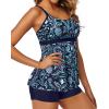 imageYonique Two Piece Tankini Bathing Suits for Women Tummy Control Swimsuits with Boy Shorts Modest SwimwearBlue Floral Print