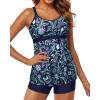 imageYonique Two Piece Tankini Bathing Suits for Women Tummy Control Swimsuits with Boy Shorts Modest SwimwearBlue Floral Print
