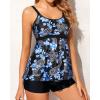 imageYonique Two Piece Tankini Bathing Suits for Women Tummy Control Swimsuits with Boy Shorts Modest SwimwearBlue Flowers
