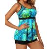 imageYonique Two Piece Tankini Bathing Suits for Women Tummy Control Swimsuits with Boy Shorts Modest SwimwearBlue Leaf