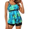 imageYonique Two Piece Tankini Bathing Suits for Women Tummy Control Swimsuits with Boy Shorts Modest SwimwearBlue Leaf