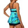 imageYonique Two Piece Tankini Bathing Suits for Women Tummy Control Swimsuits with Boy Shorts Modest SwimwearBlue Leaf