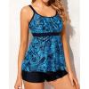imageYonique Two Piece Tankini Bathing Suits for Women Tummy Control Swimsuits with Boy Shorts Modest SwimwearBlue Paisley