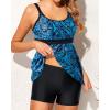 imageYonique Two Piece Tankini Bathing Suits for Women Tummy Control Swimsuits with Boy Shorts Modest SwimwearBlue Paisley
