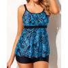 imageYonique Two Piece Tankini Bathing Suits for Women Tummy Control Swimsuits with Boy Shorts Modest SwimwearBlue Paisley