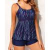 imageYonique Two Piece Tankini Bathing Suits for Women Tummy Control Swimsuits with Boy Shorts Modest SwimwearBlue Stripe