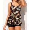 imageYonique Two Piece Tankini Bathing Suits for Women Tummy Control Swimsuits with Boy Shorts Modest SwimwearBrown Leaves