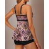 imageYonique Two Piece Tankini Bathing Suits for Women Tummy Control Swimsuits with Boy Shorts Modest SwimwearBrown Mandala