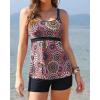 imageYonique Two Piece Tankini Bathing Suits for Women Tummy Control Swimsuits with Boy Shorts Modest SwimwearBrown Mandala