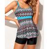 imageYonique Two Piece Tankini Bathing Suits for Women Tummy Control Swimsuits with Boy Shorts Modest SwimwearColorful Geometric