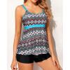 imageYonique Two Piece Tankini Bathing Suits for Women Tummy Control Swimsuits with Boy Shorts Modest SwimwearColorful Geometric