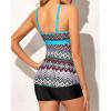 imageYonique Two Piece Tankini Bathing Suits for Women Tummy Control Swimsuits with Boy Shorts Modest SwimwearColorful Geometric