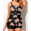 imageYonique Two Piece Tankini Bathing Suits for Women Tummy Control Swimsuits with Boy Shorts Modest SwimwearCoral Print