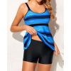 imageYonique Two Piece Tankini Bathing Suits for Women Tummy Control Swimsuits with Boy Shorts Modest SwimwearGradient Blue Stripe