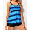 imageYonique Two Piece Tankini Bathing Suits for Women Tummy Control Swimsuits with Boy Shorts Modest SwimwearGradient Blue Stripe
