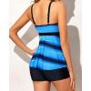 imageYonique Two Piece Tankini Bathing Suits for Women Tummy Control Swimsuits with Boy Shorts Modest SwimwearGradient Blue Stripe