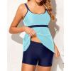 imageYonique Two Piece Tankini Bathing Suits for Women Tummy Control Swimsuits with Boy Shorts Modest SwimwearMint Blue Green