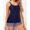 imageYonique Two Piece Tankini Bathing Suits for Women Tummy Control Swimsuits with Boy Shorts Modest SwimwearNavy Blue and Geometric