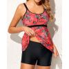 imageYonique Two Piece Tankini Bathing Suits for Women Tummy Control Swimsuits with Boy Shorts Modest SwimwearRed Floral