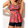 imageYonique Two Piece Tankini Bathing Suits for Women Tummy Control Swimsuits with Boy Shorts Modest SwimwearRed Floral