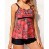 imageYonique Two Piece Tankini Bathing Suits for Women Tummy Control Swimsuits with Boy Shorts Modest SwimwearRed Floral