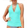 imageYonique Womens Halter Tankini Top No Bottom V Neck Swim Top Tummy Control Bathing Suit TopAqua