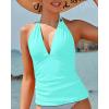 imageYonique Womens Halter Tankini Top No Bottom V Neck Swim Top Tummy Control Bathing Suit TopAqua