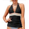 imageYonique Womens Halter Tankini Top No Bottom V Neck Swim Top Tummy Control Bathing Suit TopBlack 01