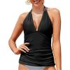 imageYonique Womens Halter Tankini Top No Bottom V Neck Swim Top Tummy Control Bathing Suit TopBlack