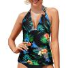 imageYonique Womens Halter Tankini Top No Bottom V Neck Swim Top Tummy Control Bathing Suit TopBlack Pineapple