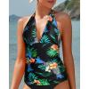 imageYonique Womens Halter Tankini Top No Bottom V Neck Swim Top Tummy Control Bathing Suit TopBlack Pineapple