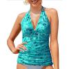 imageYonique Womens Halter Tankini Top No Bottom V Neck Swim Top Tummy Control Bathing Suit TopBlue Paisley 02