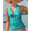 imageYonique Womens Halter Tankini Top No Bottom V Neck Swim Top Tummy Control Bathing Suit TopBlue Paisley 02