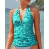 imageYonique Womens Halter Tankini Top No Bottom V Neck Swim Top Tummy Control Bathing Suit TopBlue Paisley 02