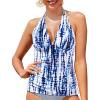 imageYonique Womens Halter Tankini Top No Bottom V Neck Swim Top Tummy Control Bathing Suit TopBlue Tie Dye